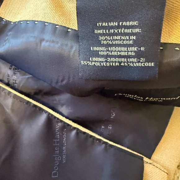 Douglas Hayward NWT 44 Linen blend Beige Blazer with Navy Lining- classic & raw - Picture 17 of 17